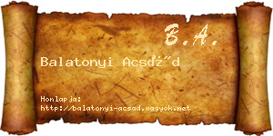 Balatonyi Acsád névjegykártya